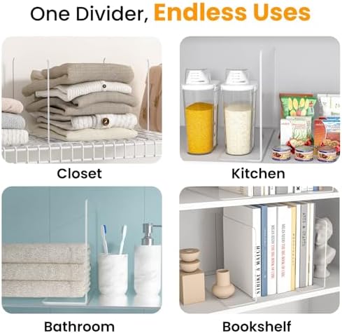 Shelf Dividers for Closet Organization – Acrylic Clear Sturdy Dividers to Keep Clothes, Sweaters & Purses Upright, Free-Standing for Wood Shelves, 10" Tall x 12" Deep, 4 Pack - Image 6