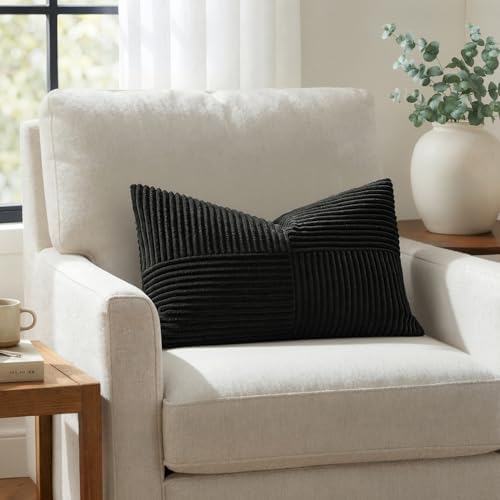 MIULEE Black Decorative Lumbar Throw Pillow Covers 12x24 Inch 2 Pack - Image 4