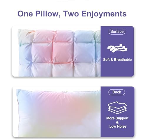 YOUR MOON Soft Pillows for Sleeping, Support Bed Pillows, Fluffy Down Alternative Pillow, Luxury Hotel Gel Pillows for Side Sleeping Queen Size (Rainbow) - Image 4