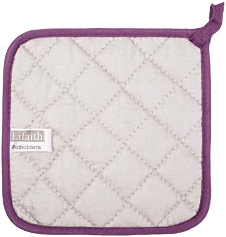 100% Cotton Kitchen Everyday Basic Terry Pot Holder Heat Resistant Coaster Potholder for Cooking and Baking Set of 5 Grape - Image 4