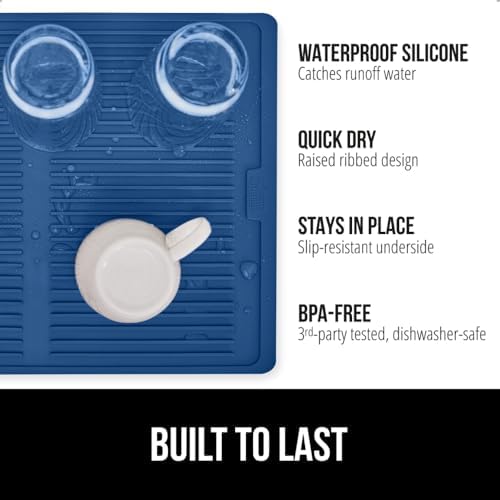 GORILLA GRIP Patented BPA-Free Silicone Dish Drying Mat, 18x24, Blue - Image 2