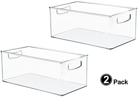 Hudgan 2 Pack Straight Sides Stackable Pantry Organizer Bins for Home Edit - 13.5''L x 7.5''W x 5.5''H - Image 2