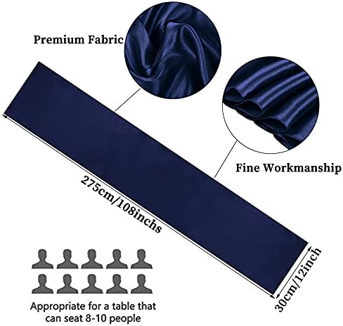 10-Pack Navy Blue 12 x 108 inches Long Premium Satin Table Runner - Image 2