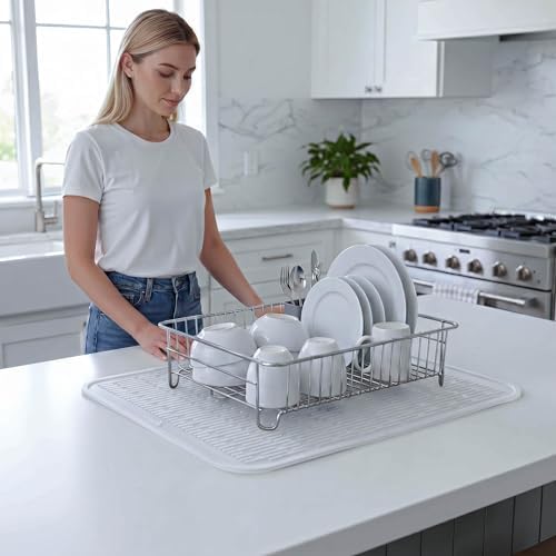 MicoYang Silicone Dish Drying Mat for Multiple Usage,Easy clean,Eco-friendly,Heat-resistant Silicone Mat for Kitchen Counter or Sink,Refrigerator or Drawer Liner Translucent 2XL 24 inches x 18 inches - Image 6