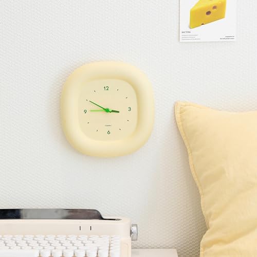 mooas Cute Mini Analog Marshmallow Clock 6.9 Inch Battery Operated (Yellow) - Image 2