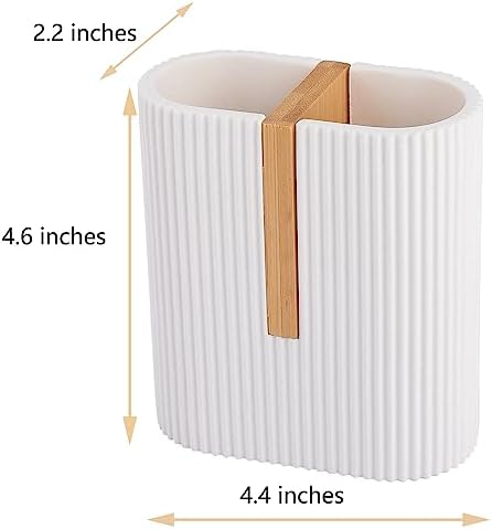 Toothbrush Holders for Bathroom, Bamboo Electric Toothbrush Stand, White - Image 6