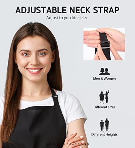 Syntus 12 Pack Apron with 2 Pockets Aprons for Men Women, Polyester, Black - Image 4