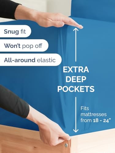 CGK Extra Deep Queen Single Fitted Sheet Only - Denim Blue - Image 2