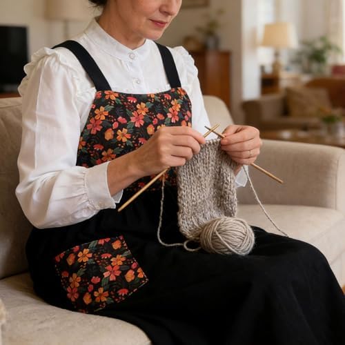 Cotton Linen Apron Cross Back Apron for Women with Pockets Pinafore Dress - Image 7