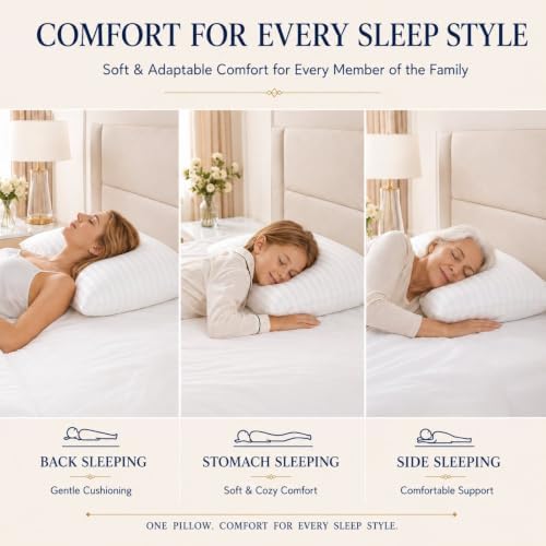 CozyLux Pillows Standard Size Set of 4, Hotel Style Stripe Bed Pillow - Image 5