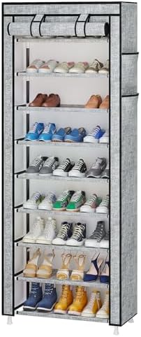 Calmootey 9-Tier Shoe Rack Organizer with Dust Cover for Bedroom, Entryway by Calmootey
