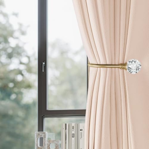 Groleca 2 x Heavy Duty U Shaped Metal Curtain Holdbacks Curtain Tiebacks with Clear Crystal Ball Pull Backs Curtain Holders for Drapes (Champagne Gold) - Image 2