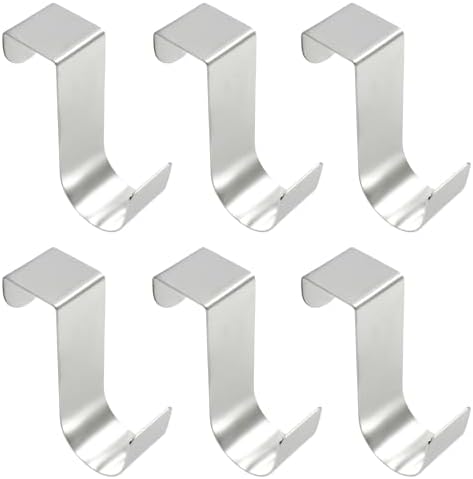 6 Pack Over The Cabinet Door Hook, 70mm Metal (Silver) - Image 5