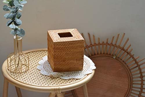 Rattan Tissue Box Cover Natural Woven Facial Napkin Holder Square (Natural, 5.5x5.5x5.9 Inch) - Image 5