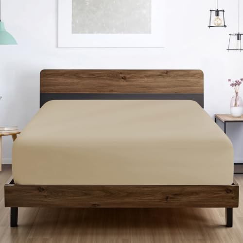 FreshCulture Twin XL Fitted Sheet Only - Hotel Quality Ultra Soft & Breathable Brushed Microfiber Fitted Sheet with 21 Inch Deep Pockets - Fits Twin XL Size Bed (Beige) - Image 6