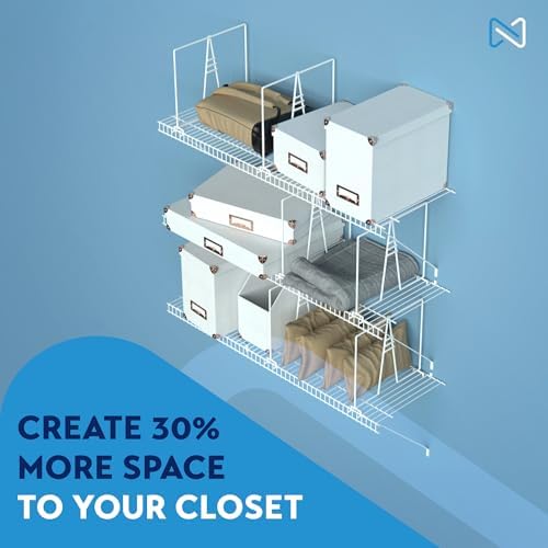Tall Wire Shelf Dividers for Closet Organization – 4 Pack for 16 Inch Wire Shelves Only - Measure Before You Buy - Sturdy and Easy Set-Up with Bonus Rose Gold Hanger - Image 4
