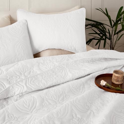 Whale Flotilla Twin Quilt Bedding Set Vintage Damask Reversible Bedspread - Image 3