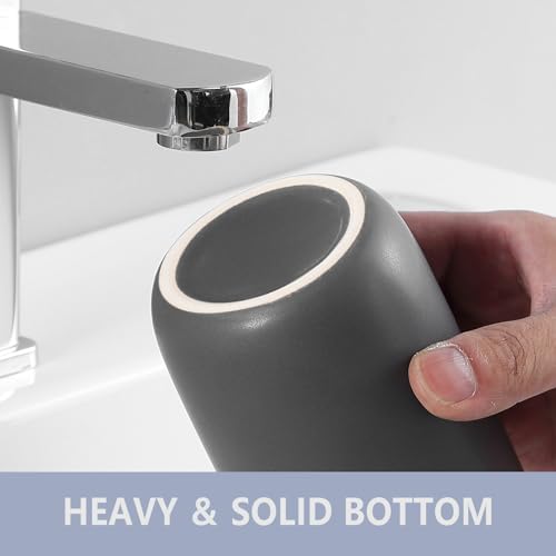 Toothbrush Holders for Bathrooms - 1 Cups Ceramic Toothbrush Toothpaste Holders, Grey Bathroom Tumbler Cups Reusable Toothbrush Mouthwash Cup, Bathroom Counter Organizer. - Image 6