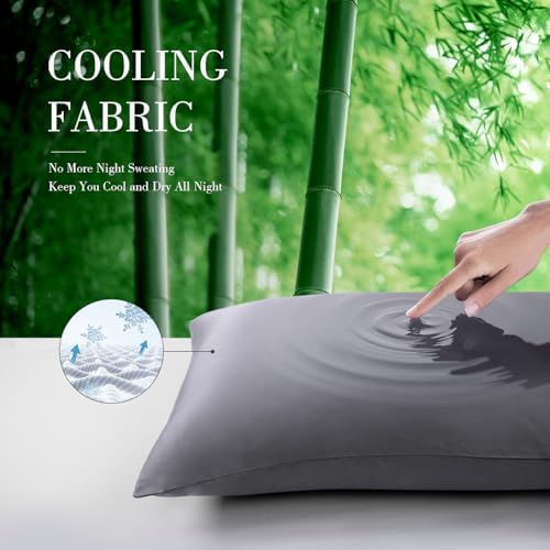 WishSmile Body Cooling Pillowcase Long Pillow Case Breathable Cool Silky Soft Rayon Derived from Bamboo Fabric, Hair and Skin Friendly, Dark Grey, 1 Pack, 20x54IN - Image 3