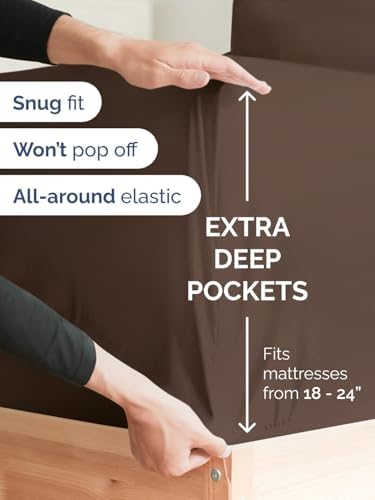 CGK Extra Deep Full Single Fitted Sheet Only - Brown - Image 2
