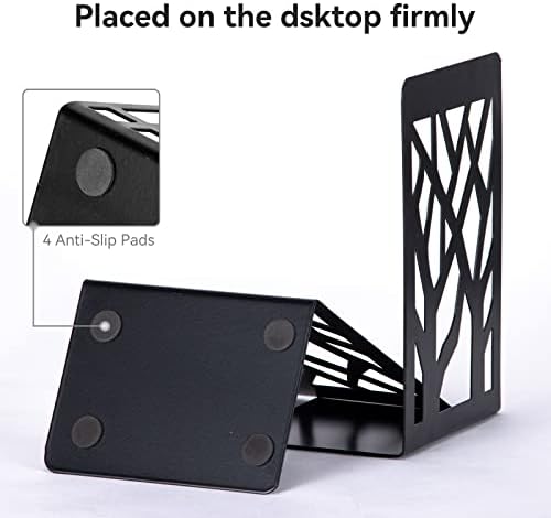 Metal Bookends Black 6 Pair - Heavy Duty Book Stoppers for Shelves - Decorative Book Ends - Image 2