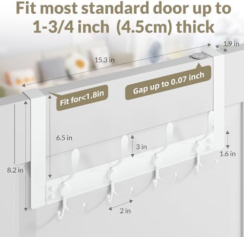 Heavy Duty Over The Door Hooks Rustproof - 25lb Over The Door Towel Rack for Bathroom, Over The Door Hanger, Door Towel Hanger, Over The Door Towel Hook, Coat Rack (2Pack, White) - Image 2