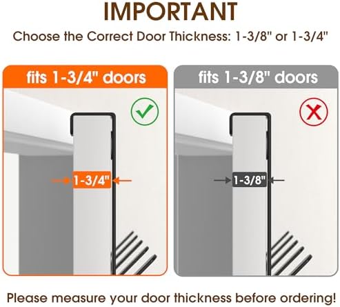 KitchLife Over The Door Hooks with 7" Extended Arms, Fits 1-3/4" Doors, J18U, Heavy Duty Bathroom & Closet Towel Rack, Double-Hooks Hanger 1 Pack, Matte Black - Image 2