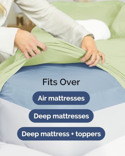 CGK Linens 2 Pack Extra Deep Twin XL Fitted Sheets - Light Sage Green - Image 7