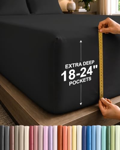 CGK Extra Deep Twin XL Single Fitted Sheet Only - Black by CGKUnlimited