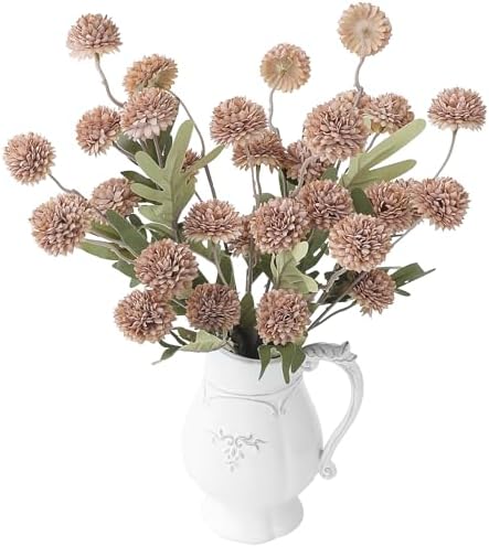 Floroom 6pcs Light Taupe Faux Silk Mums Artificial Flowers, Bulk Fake Small Mini Chrysanthemums with Stems for DIY Wedding Centerpieces Floral Arrangements Vase Fillers Home Decorations by Floroom
