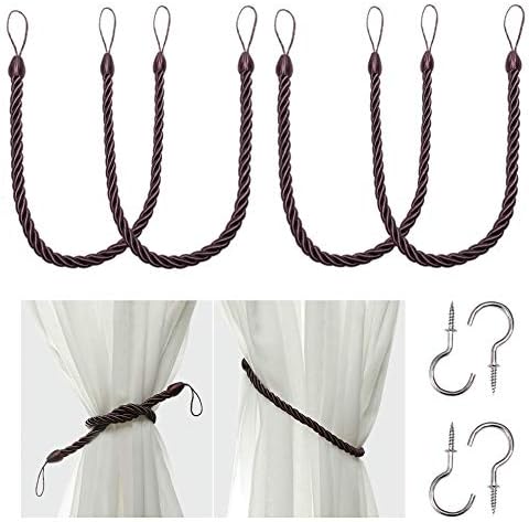 BEL AVENIR Curtain Tiebacks Ropes Tie-Backs,Handmade Holdbacks(Purple,4P) by BELAVENIR