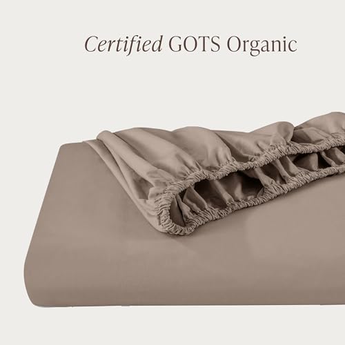 Bare Home 100% Organic Cotton Percale Fitted Sheet (Twin XL, Taupe) - Image 2