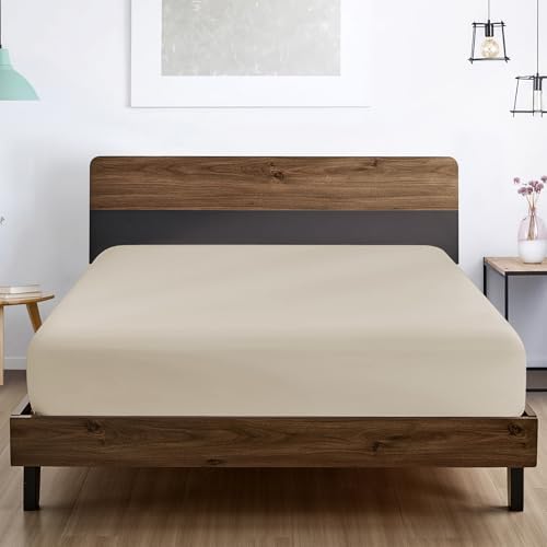 FreshCulture Queen Fitted Sheet - Hotel Quality, Ultra Soft & Breathable Brushed Microfiber, Deep Pocket, Cooling Fitted Sheets for Queen Size Bed (Cream) - Image 5