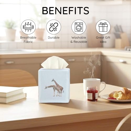Square Tissue Box Cover Cute Set of 2, Giraffe - Image 5