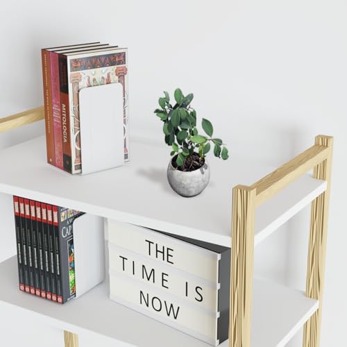 Acrimet Plastic Bookends for Bookcases, Shelves and Desktop, Plastic Book Holders (White Color) (1 Pair) - Image 2
