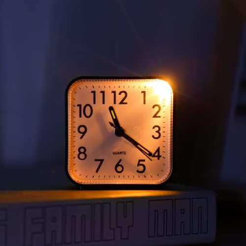 Analog Alarm Clock, Bedside Clocks Battery Powered, Silent Non Ticking Travel Clock with Night Light, Snooze, Easy Set, Clock for Heavy Sleepers Kids Elder Travel Bedroom Office - Image 3