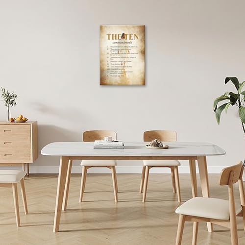 The Ten Commandments Christian Pictures Wall Art, Bible Verse Jesus Bathroom Wall Decor Religion Scripture Framed Painting Religious Canvas Artwork for Church Bedroom Living Room 16" L x 12" W - Image 3