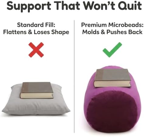 Deluxe Comfort Mooshi Squish Microbead Bed Pillow, 14" x 7" - Airy Squishy Soft Microbeads - Eighteen Fun Bubbly Colors To Choose From - Cuddly And Fun Dormroom Accessory - Bed Pillow, Purple - Image 7