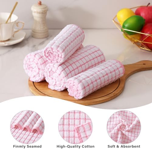 Kitinjoy Cotton 8 Pack Terry Kitchen Dish Cloths, Pink - Image 2