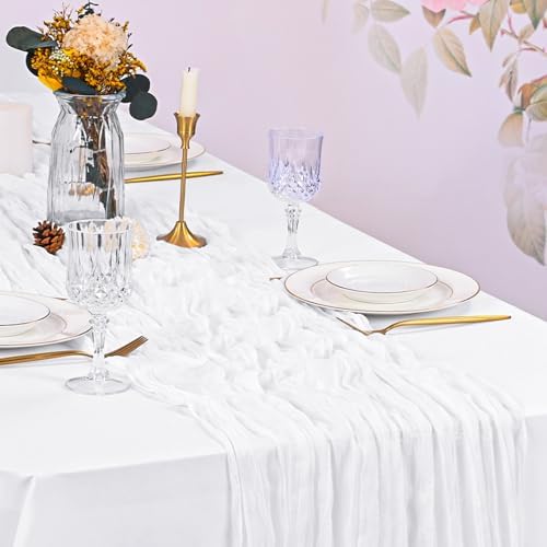 10 Pack White Cheesecloth Table Runner 17x108 Inch Boho Gauze Cheese Cloth Table Runners for Wedding Party Baby Shower Birthday Home Decor - Image 5