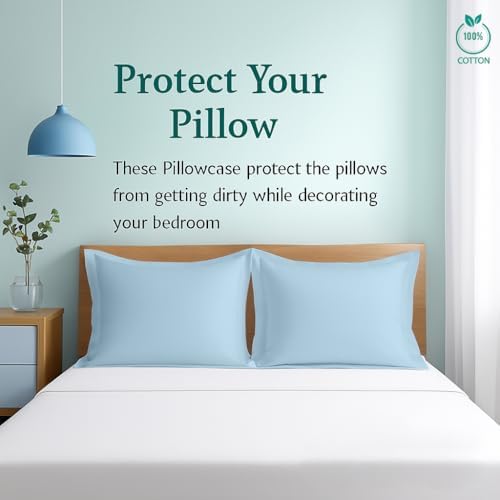 2 Pack Euro Pillow Shams 28x28 – 600 Thread Count 100% Organic Cotton Sky Blue Square Pillow Covers with 2 Inch Flange, Soft & Smooth Premium Hotel-Quality Pillowcases Set of 2 - Image 3