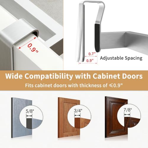 STWWO Over the Door Towel Rack for Kitchen Brushed Nickel - Image 3