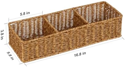 Upgraded Waterproof Toilet Paper Storage Basket, Small Living Room, Bedroom Decor Baskets for Organize Snack Tampon, Large Compartment 16.5 x 5.7 x 3.7 - Image 3