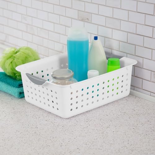 Sterilite Medium Ultra™ Basket, Open Plastic Storage Bin, White, 6 Pack - Image 4