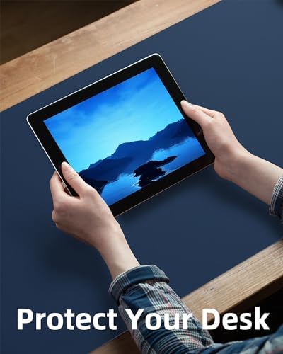 Large Desk Mat,55" x 17"Leather Desk Pad Protector,Large Mouse Pad,Office Desk Mat, Non-Slip PU Leather Desk Blotter,Desk Pad,Waterproof Desk Writing Pad for Office/Home/Decor (Midnight Blue) - Image 3