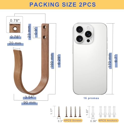 Light Brown Wood Grain Curtain Holdbacks,Solid Aluminum Wall Mounted Curtain Tiebacks & Hooks,U Shape Curtain Holders,Elegant Curtain Pull Backs for Drapes, Curtains(2 Pack) - Image 4