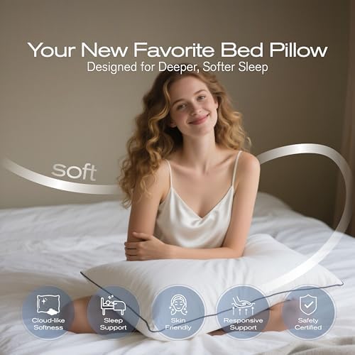 Pillows Standard Size Set of 4, Ultra Thick Down Alternative Bed Pillows,Cooling Hotel Quality Standard Pillow for Back, Stomach or Side Sleepers, Machine Washable(White,4 Pack) - Image 2