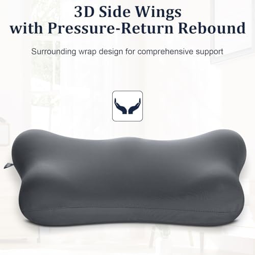 Lumbar Support Pillow Office Chair Lumbar Pillow Lower Back Pain Relief Cozy Dark Gray Memory Foam Back Cushion with Removable Cover Suitable for Car, Bed - Image 4