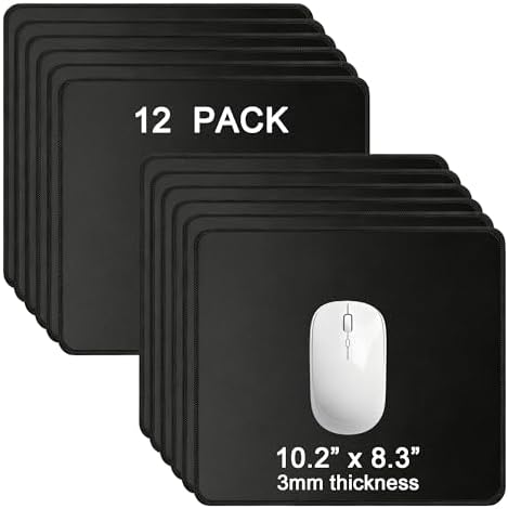 12 Pack Mouse Pads Bulk, Black Mouse Pads for Desk, Office and School by Myrtilithir