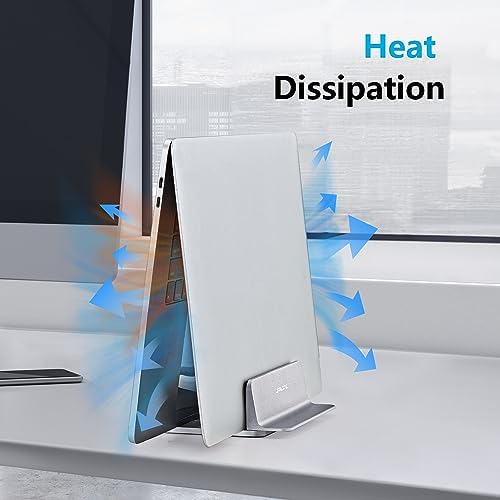 JARLINK Vertical Laptop Stand, Adjustable Aluminum Desktop Holder, Silver - Image 5